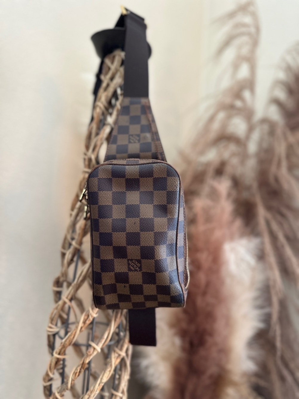 Louis Vuitton LV Shoulder Bag Geronimos Ebene Brown Damier Unisex